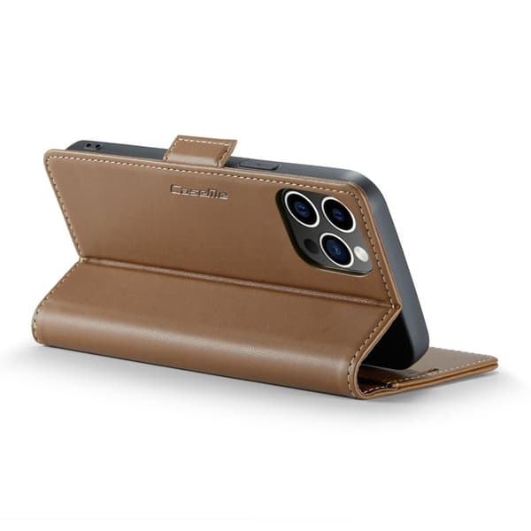 CASEME iPhone 12 Pro Max Plånboksfodral Konstläder RFID-Skydd Brun