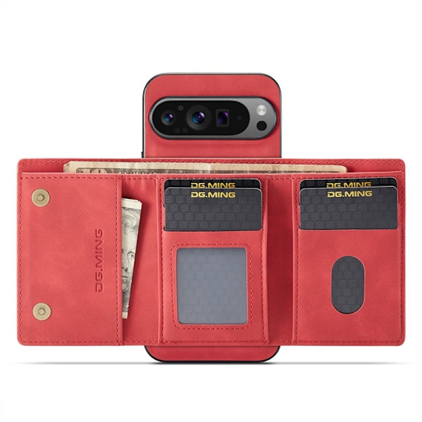 DG.MING Google Pixel 10 Pro XL Plånboksfodral Detatchable M1 Röd