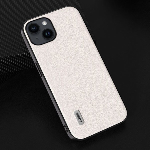 ABEEL Mobilskal till iPhone 15 Plus Texturerat Äkta Läder Grå