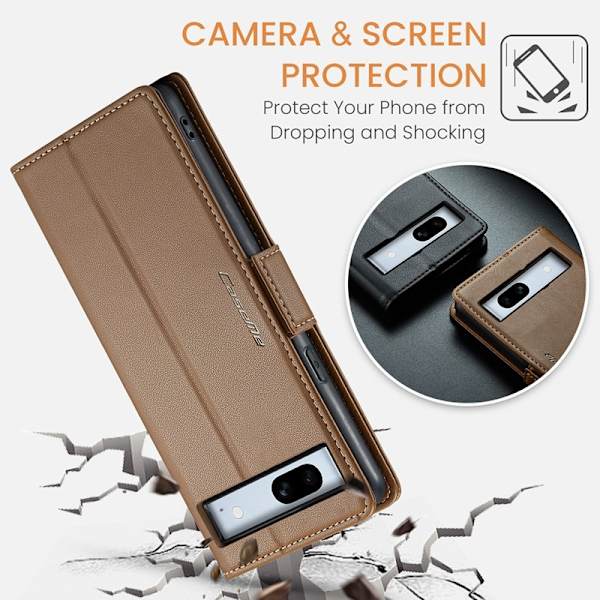 CASEME Plånboksfodral Konstläder för Google Pixel 7a - Brun