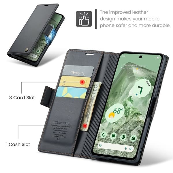 CASEME Plånboksfodral Konstläder till Google Pixel 8a - Svart