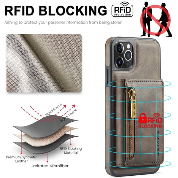 DG.MING M5 Series Mobilskal till iPhone 11 Pro Konstläder Magnetiskt Brun