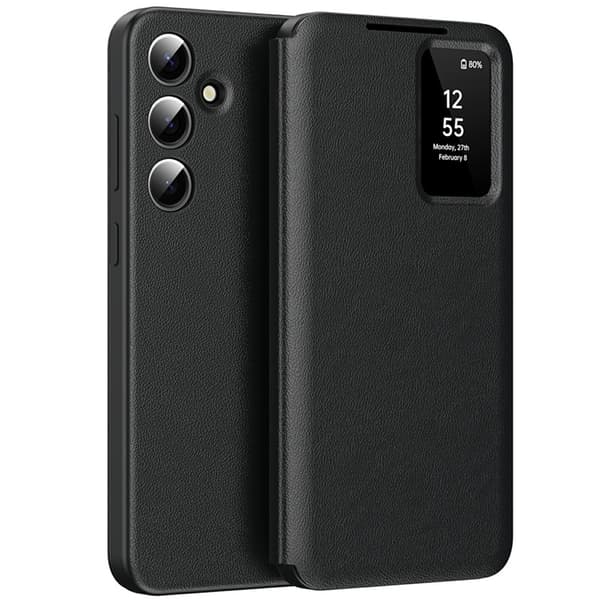 Galaxy A56 5G Plånboksfodral View Window Konstläder - Svart Svart