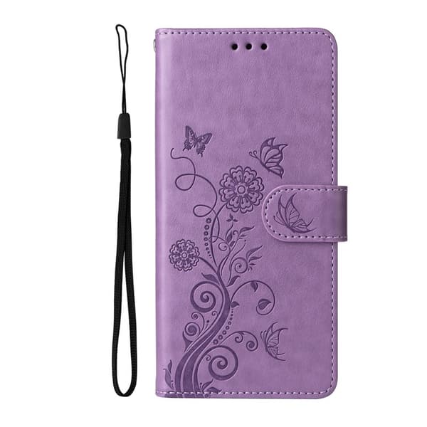 Samsung Galaxy S26 Edge Plånboksfodral Konstläder Blomtryck Ställ - Lila
