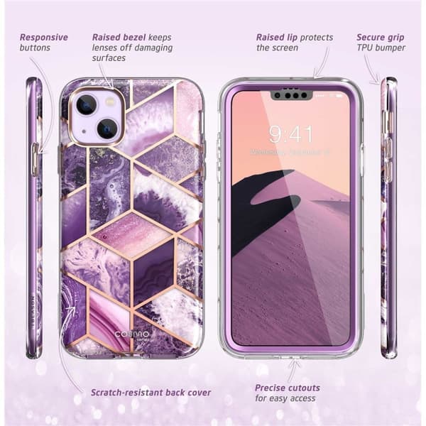 SupCase iPhone 14 Plus Skal Cosmo - Marmor Lila Lila
