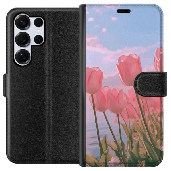 Pung Taske til Samsung Galaxy S25 Ultra med Lyserøde Tulipaner