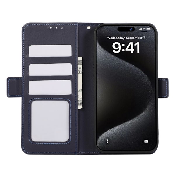 ABEEL iPhone 16 Plånboksfodral RFID-Skydd Konstläder Blå