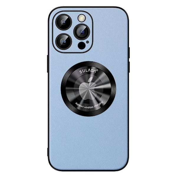 SULADA Mobilskal till iPhone 15 Pro Microfiber Läder + TPU Skydd Blå