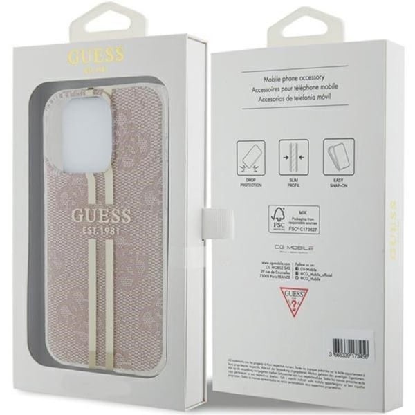 Guess Mobilskal till iPhone 15 Pro Gold Stripes - Rosa