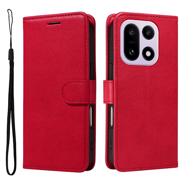 OnePlus 15 5G Plånboksfodral Solid Färg Konstläder Röd