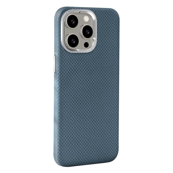 X-LEVEL Mobilskal till iPhone 15 Pro Max Magnetisk Kolfiber Metall Blå