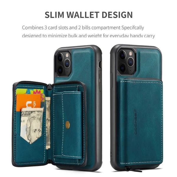 JEEHOOD Mobilskal till iPhone 11 Pro Max Konstläder TPU Blå