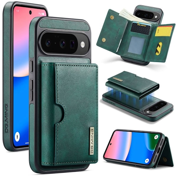 DG.MING M6 Series Konstläder Plånboksfodral för Google Pixel 10 Pro - Grön