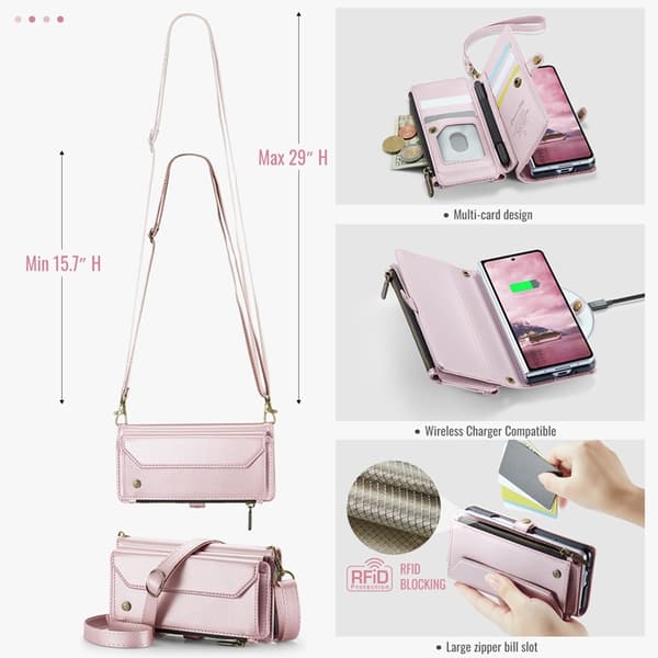 CASEME Galaxy Z Fold 7 Plånboksfodral Med Remmar - Rosa Rosa
