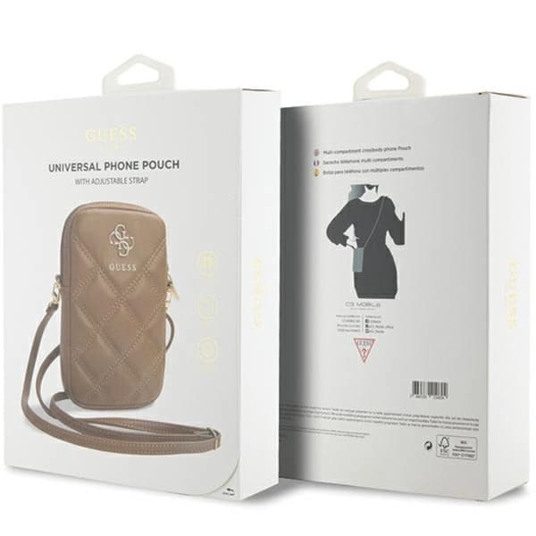 Guess Mobilväska Zip Quilted 4G - Brun Brun