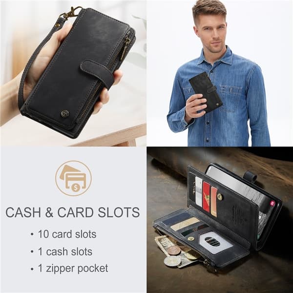 CASEME Galaxy A24 4G Plånboksfodral C30 Zipper - Svart Svart