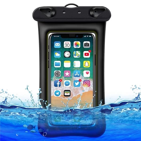 Vattentät Mobilfodral max 7.2" med Snöre - Svart Svart