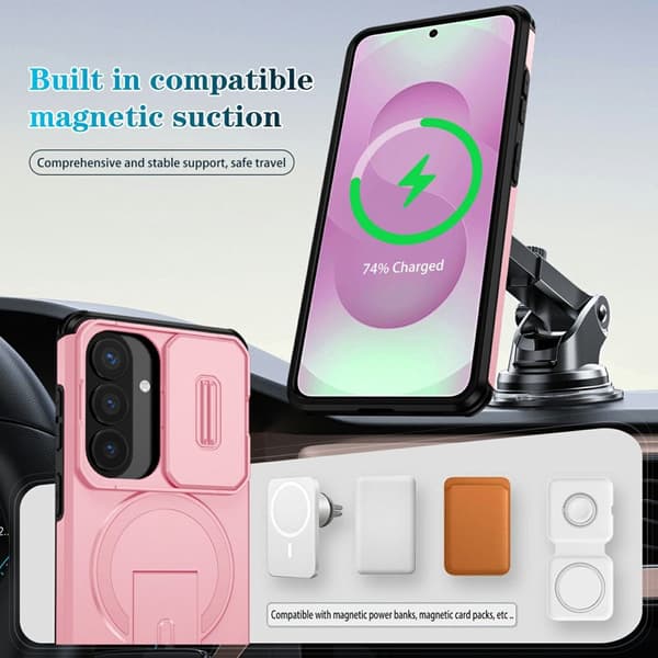 Mobilskal för Samsung Galaxy S26 Magnetiskt PC + TPU Kickstand - Rosa