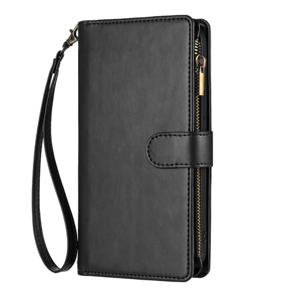 OnePlus 15 5G Konstläder Plånboksfodral Zipper Shockproof Svart