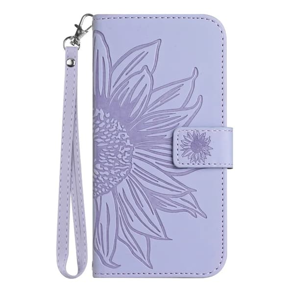 iPhone 17 Pro Max Konstläder Plånboksfodral Sunflower Imprint - Lila Lila