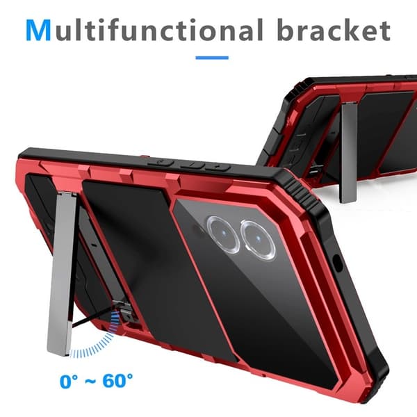 R-JUST Mobilskal till Galaxy S25 Edge PC + Silikon + Metall Röd