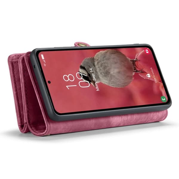 CASEME 008 Samsung Galaxy A55 5G Plånboksfodral Konstläder Röd