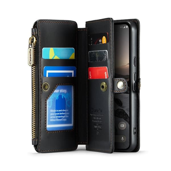 CASEME Plånboksfodral Konstläder för Google Pixel 10 Pro/10/9 Pro - Svart