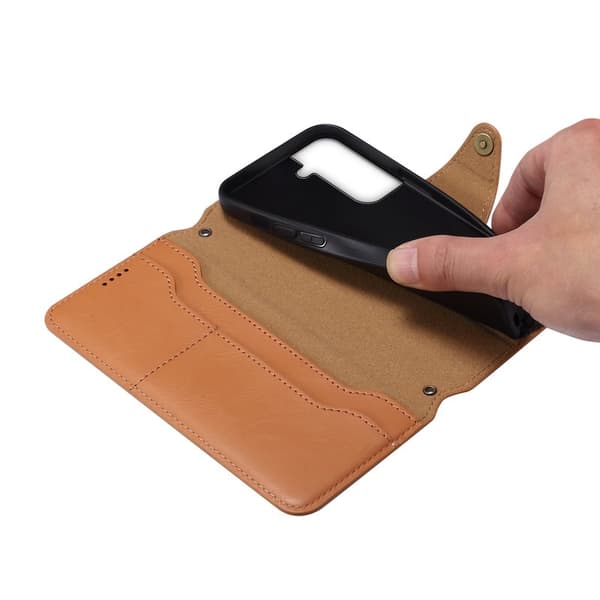 DENIOR Samsung Galaxy S21 FE 5G Plånboksfodral Konstläder Khaki