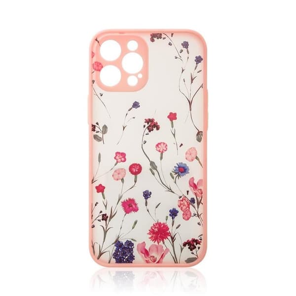 iPhone 12 Pro Max -kotelo, kukkakuvio - vaaleanpunainen Rosa