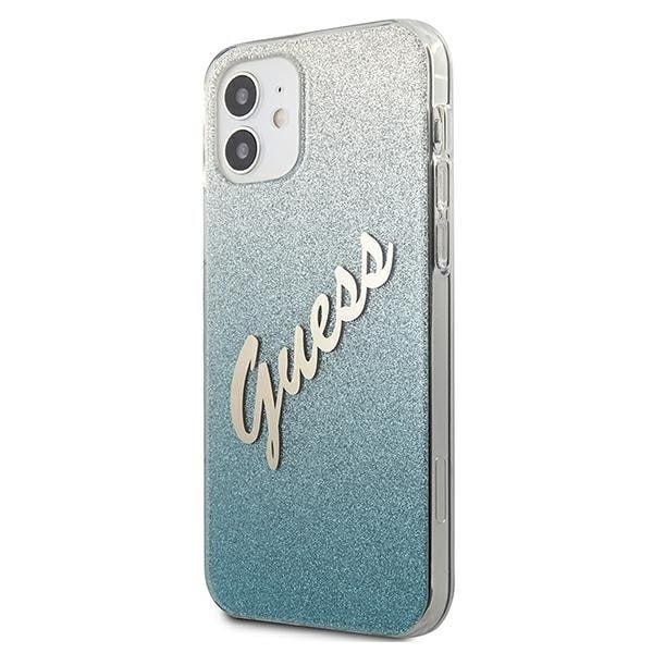 Guess Skal iPhone 12 Mini Glitter Gradient Script - Sininen Blue