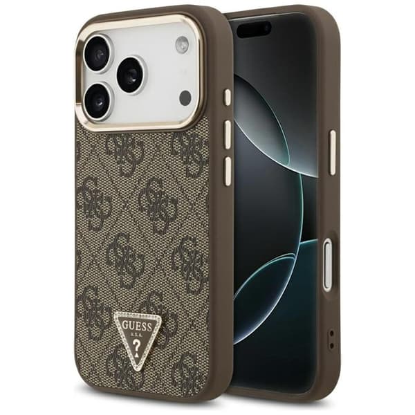 Guess Mobilskal till iPhone 17 Pro MagSafe 4G Triangle Logo - Brun Guld Brun