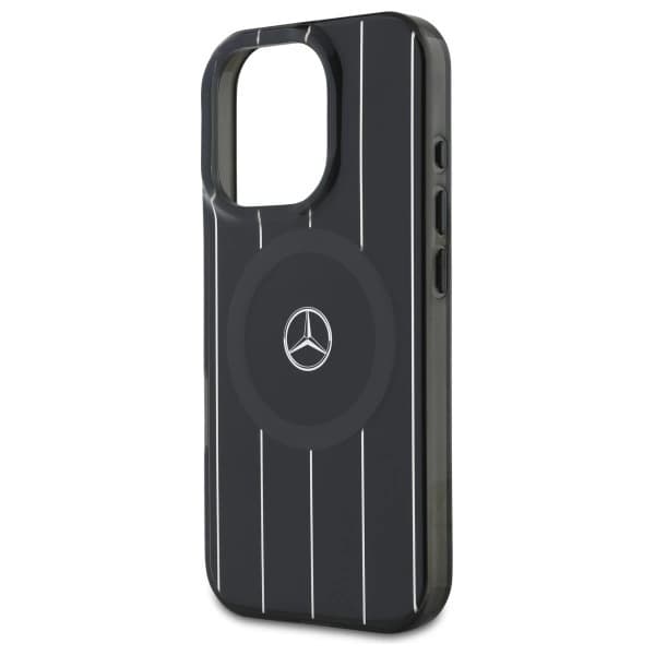 Mercedes telefontaske til iPhone 16 Pro MagSafe MB krydsede linjer - sort Black
