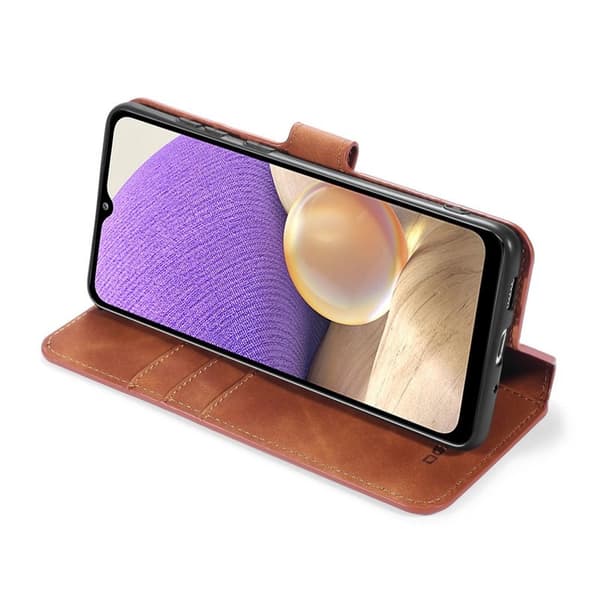 DG.MING Retro Plånboksfodral Konstläder för Samsung Galaxy A32 5G - Brun