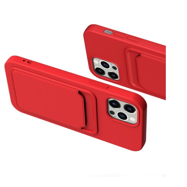 iPhone 12 Pro Max Skal med Kortfack - Rödbrun Röd