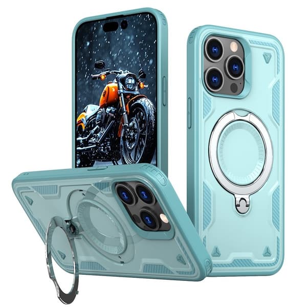 Mobilskal till iPhone 15 Pro Plast Militärt Skydd Med Ställ - Blå