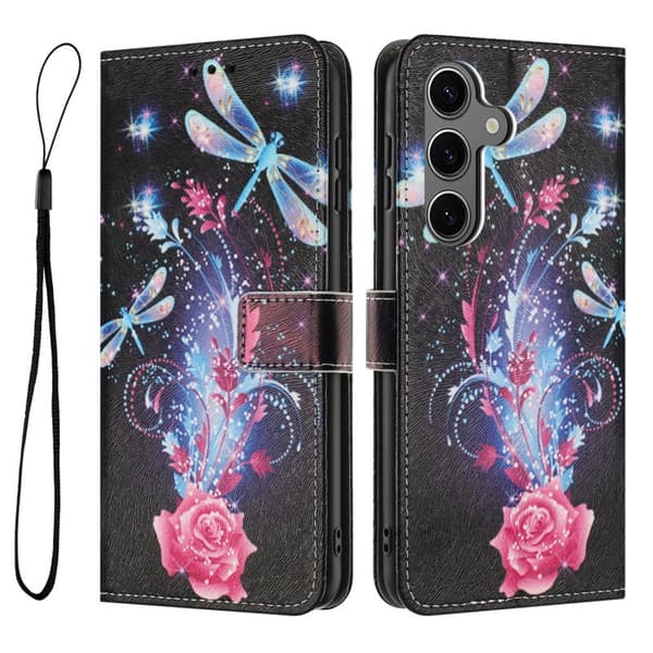 Plånboksfodral för Samsung Galaxy S26 Plus Mönstertryck Konstläder - Dragonfly