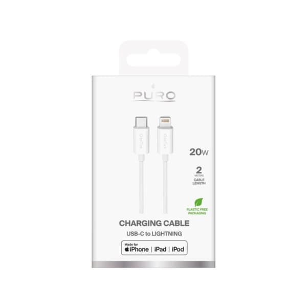 Puro USB-C - Lightning 20W Kabel 2m TPE - Vit Vit