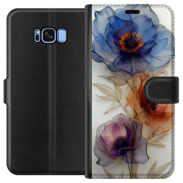 Pung-etui til Samsung Galaxy S8 med silkeblomster