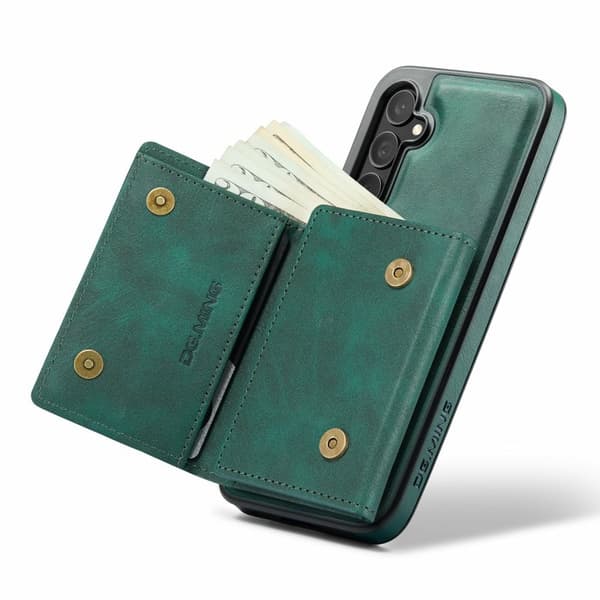 DG.MING M6 Series Konstläder Plånboksfodral för Samsung Galaxy S24 FE - Grön