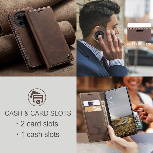 CASEME 013 Case OnePlus 13 Plånboksfodral Konstläder - Kaffe
