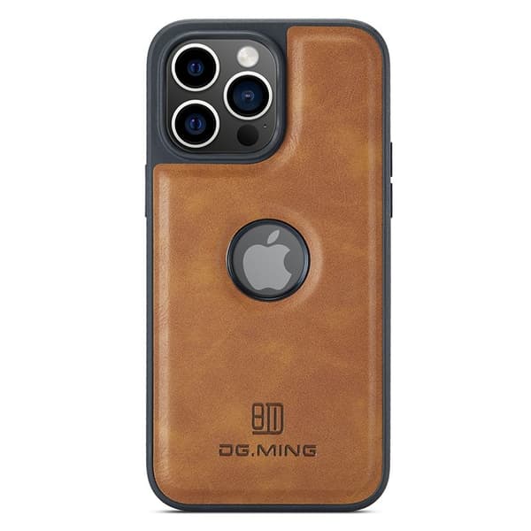 DG.MING Mobilskal till iPhone 15 Pro Max Logo View PU Läder - Brun
