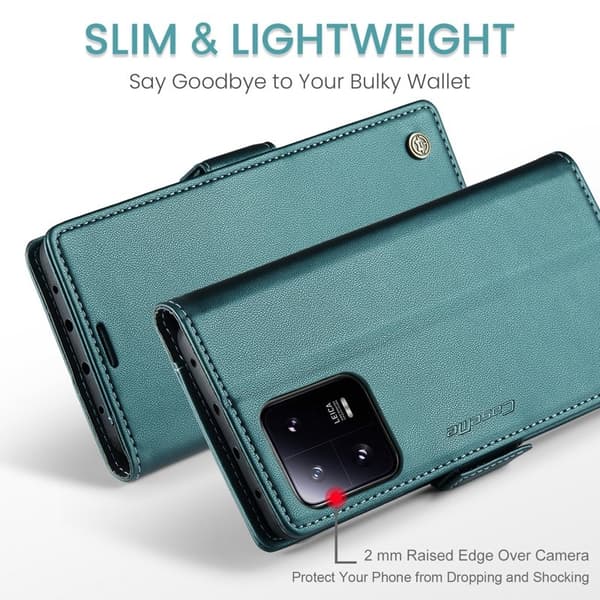 CASEME Xiaomi 13 Pro 5G Plånboksfodral Konstläder RFID-Skydd Grön