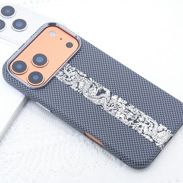 Mobilskal till iPhone 17 Pro Max MagSafe Carbon Fiber - Kunglig Drake Grå