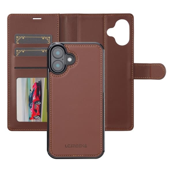 LC.IMEEKE L2 Series iPhone 17 Plånboksfodral Konstläder - Brun