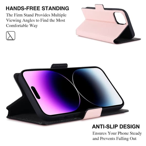 MUXMA iPhone 14 Pro Pungecover Cross Texture - Rosa Rosa
