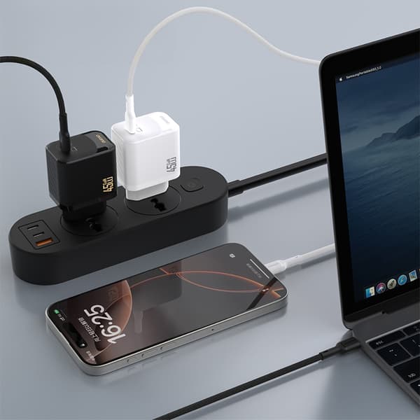 Dudao Vægoplader USB-C 45W med USB-C-kabel 1m Svart