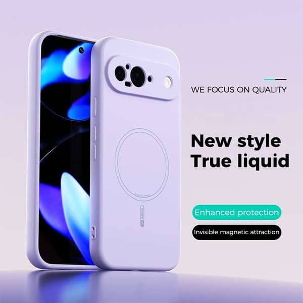 ABEEL Mobilskal till Google Pixel 9 Pro MagSafe Lila Liquid Silicone