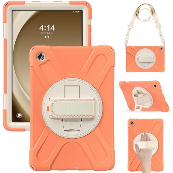 Mobilskal till Galaxy Tab A9 Plus Kickstand Handrem Med Axelrem Orange