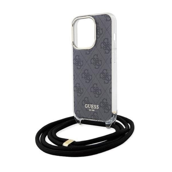 Guess iPhone 15 Pro Max Mobilskal Crossbody Cord 4G Print - Musta Black