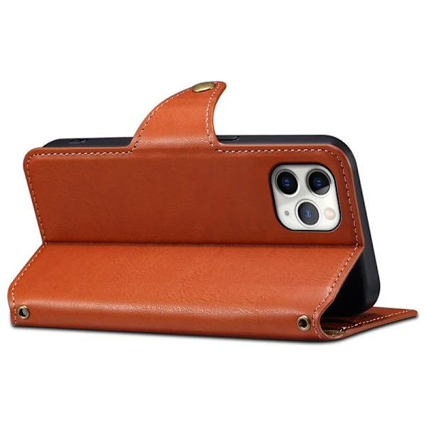 DENIOR iPhone 11 Pro Max Plånboksfodral Konstläder Brun